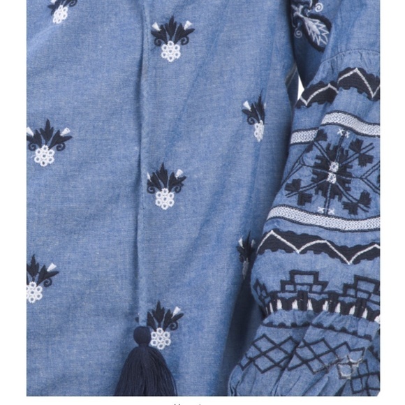 NWT LUCKY & COCO Embroidered BLUE Blouse New With Tag Size US XL - Picture 3 of 7